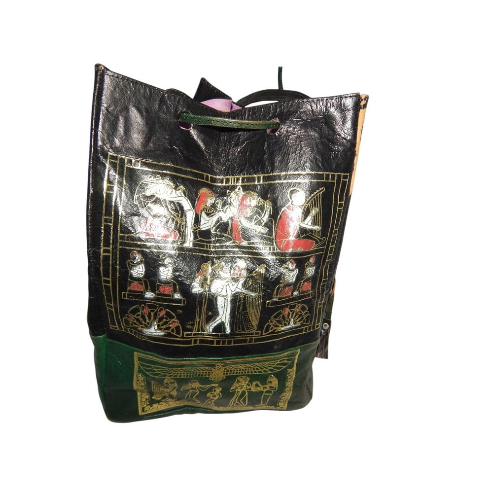 90'S Egypt Leather Bucket Drawstring Shoulder handbag
